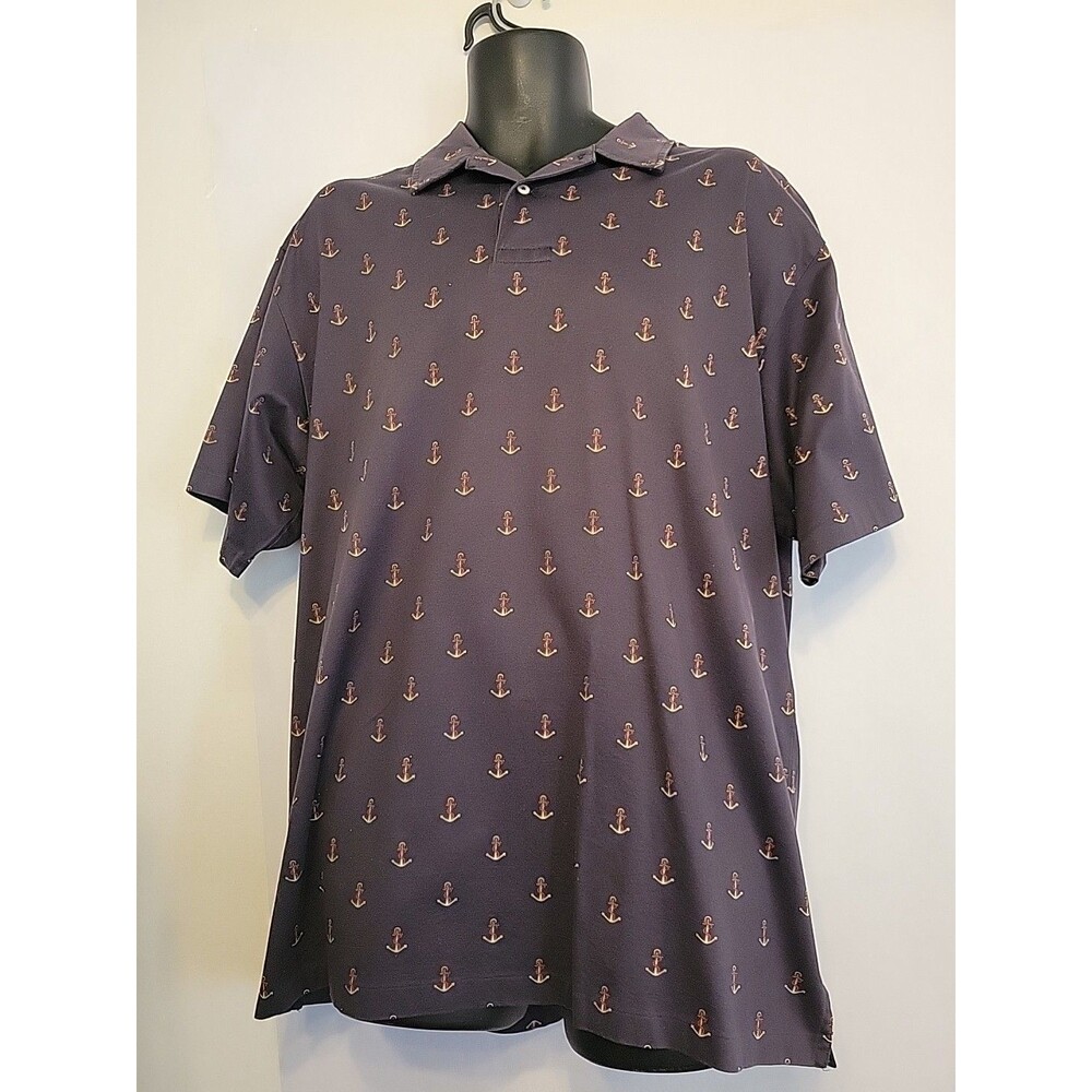 VTG Polo Ralph Lauren Shirt Mens XL Blue Anchor All Over Print Boat Yacht Club